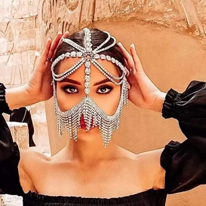 Dazzling Veil Mask | Masquerade Face Jewellery-Type A: Glow Colour-State of Style