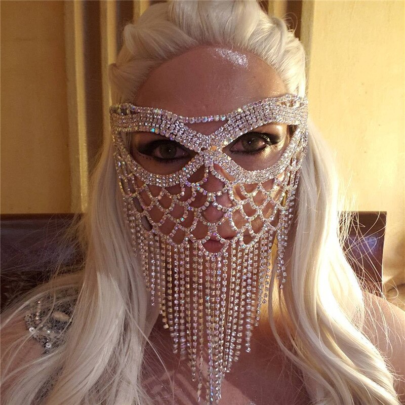 Dazzling Veil Mask | Masquerade Face Jewellery-Type A: Glow Colour-State of Style
