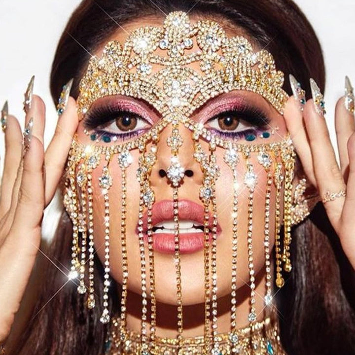 Dazzling Veil Mask | Masquerade Face Jewellery-Type A: Glow Colour-State of Style