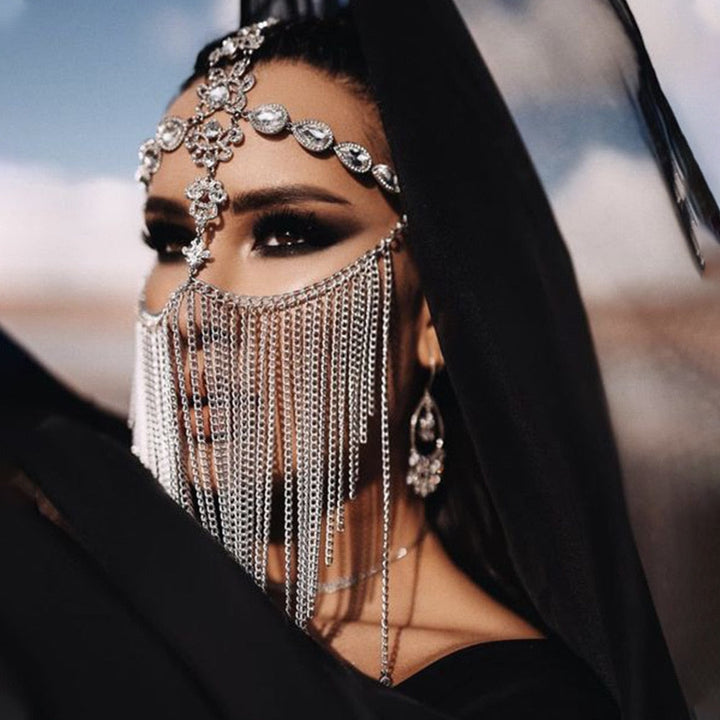 Dazzling Veil Mask | Masquerade Face Jewellery-Type A: Glow Colour-State of Style