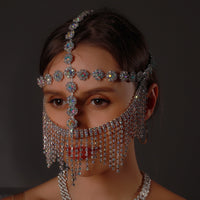Dazzling Veil Mask | Masquerade Face Jewellery-Type B: Silver-State of Style