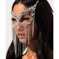 Dazzling Veil Mask | Masquerade Face Jewellery-Type D: Silver-State of Style
