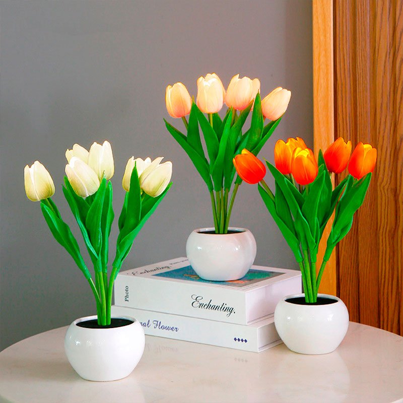 Decorative LED Tulip Table Lamp – Florima-White-2-State of Style