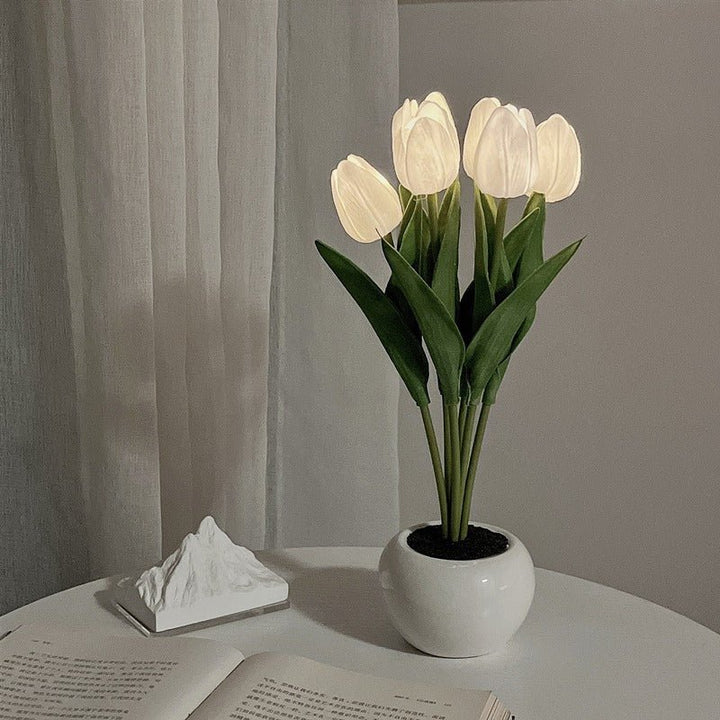 Decorative LED Tulip Table Lamp – Florima-White-6-State of Style