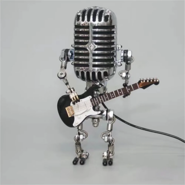 Decorative Microphone Robot Lamp with Guitar – Max-Black-State of Style