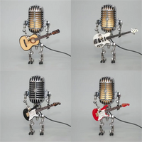 Decorative Microphone Robot Lamp with Guitar – Max-Black-State of Style