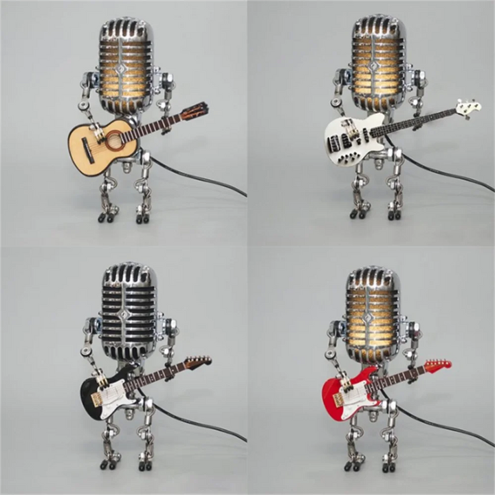 Decorative Microphone Robot Lamp with Guitar – Max-Black-State of Style