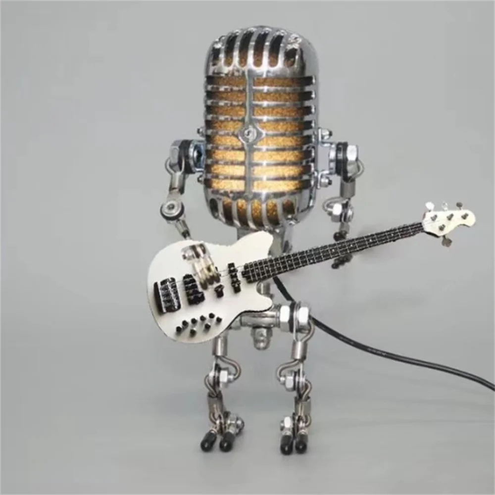 Decorative Microphone Robot Lamp with Guitar – Max-White-State of Style