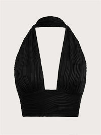 Deep-Cut Halter Top with Open Back – Liora-Black-S-State of Style