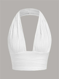 Deep-Cut Halter Top with Open Back – Liora-White-S-State of Style