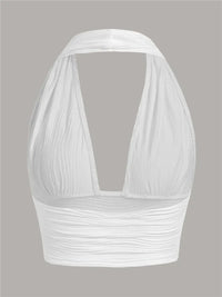 Deep-Cut Halter Top with Open Back – Liora-White-S-State of Style