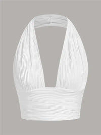Deep-Cut Halter Top with Open Back – Liora-White-S-State of Style