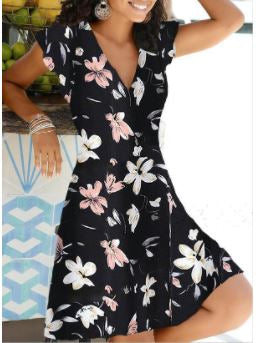 Dee's Summer Dress-Black Big Flowers-S-State of Style