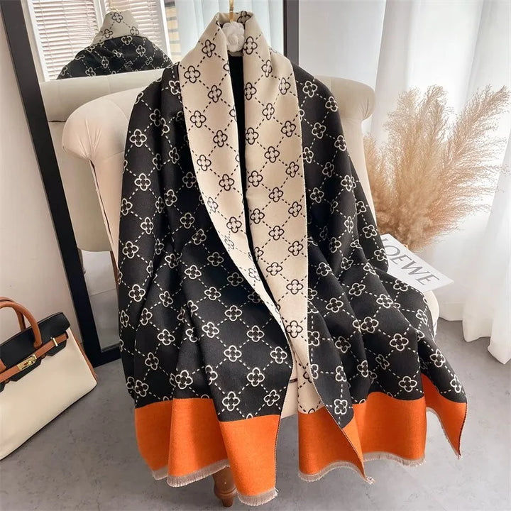 Dehlia Floral Scarf | Warm and Stylish-Black-State of Style