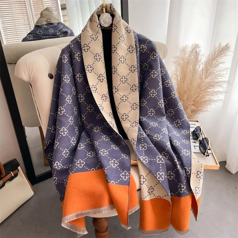 Dehlia Floral Scarf | Warm and Stylish-Blue-State of Style