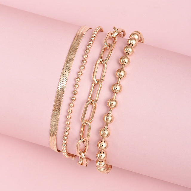 Delicate Beaded Snake Anklet | Elegant Foot Jewellery-Butterfly Gold-State of Style