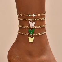 Delicate Beaded Snake Anklet | Elegant Foot Jewellery-Butterfly Gold-State of Style