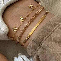 Delicate Beaded Snake Anklet | Elegant Foot Jewellery-Butterfly Gold-State of Style