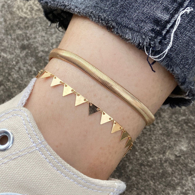 Delicate Beaded Snake Anklet | Elegant Foot Jewellery-Gold Snake-State of Style