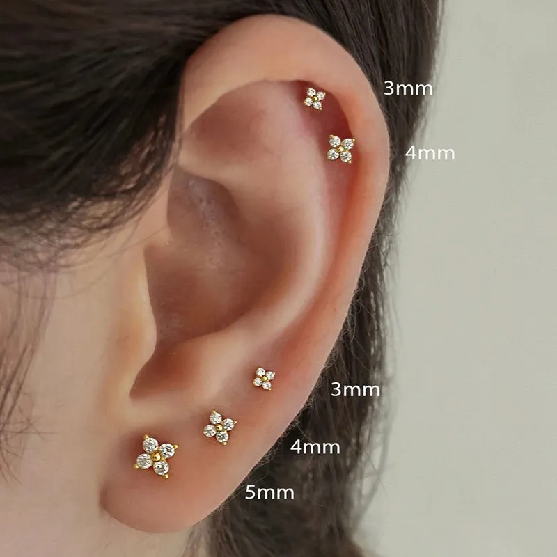 Delicate Flower Ear Studs - Sophie-Gold-Set of 3 pairs-State of Style