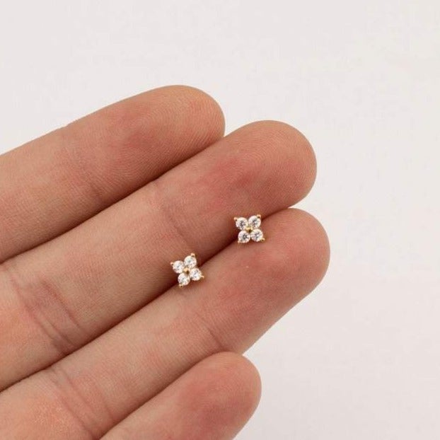 Delicate Flower Ear Studs - Sophie-Gold-Set of 3 pairs-State of Style