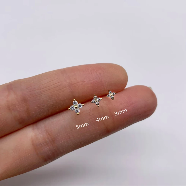 Delicate Flower Ear Studs - Sophie-Gold-Set of 3 pairs-State of Style