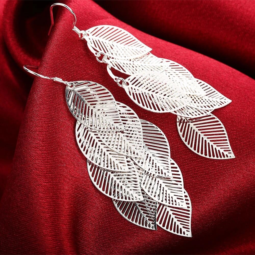 Delicate Layered Earrings With Leaves-State of Style