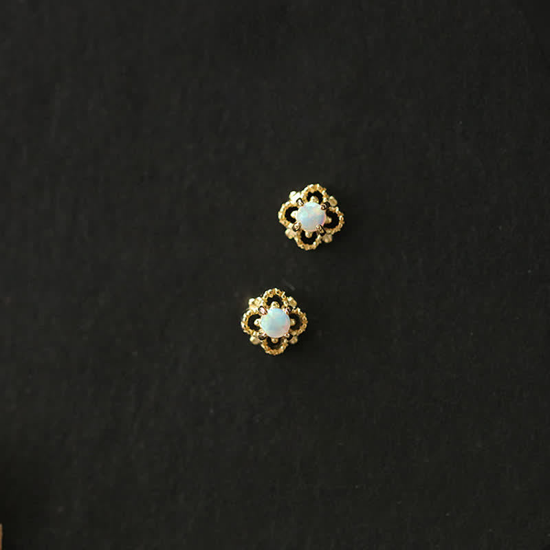 Delicate Vintage Earrings with Opal - Seraphina-Gold-State of Style