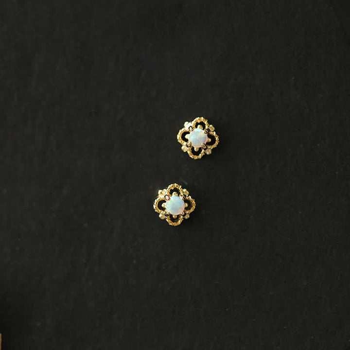 Delicate Vintage Earrings with Opal - Seraphina-Gold-State of Style