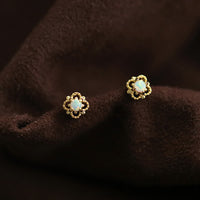Delicate Vintage Earrings with Opal - Seraphina-Gold-State of Style