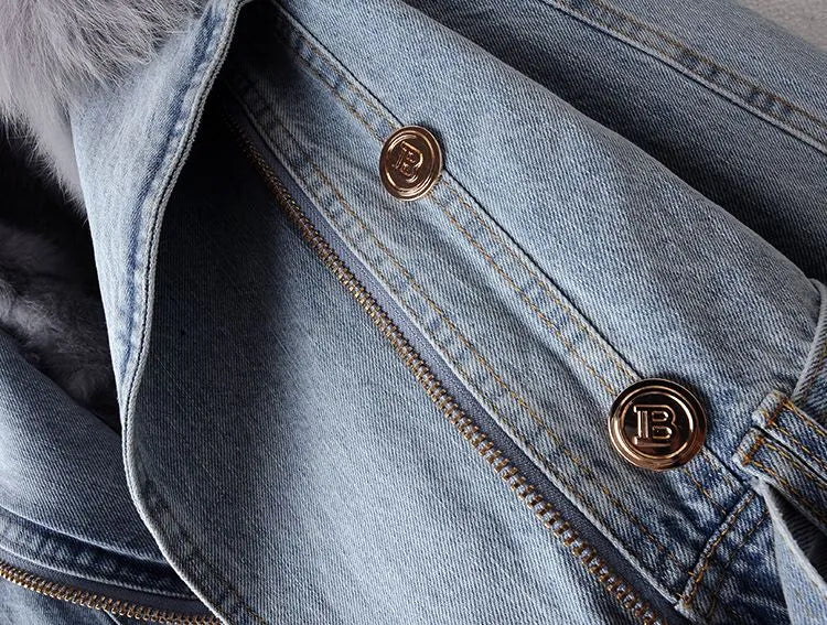 Denim and Faux Fur Elegance Jacket - Stella-Blue-XS-State of Style
