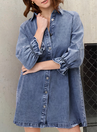 Denim Dress with Long Sleeves – Rivka-Blue-S-State of Style