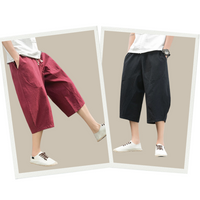 Desmond - Men's Linen Cropped Trousers | Summer Linen Pants-Navy Blue-M-State of Style