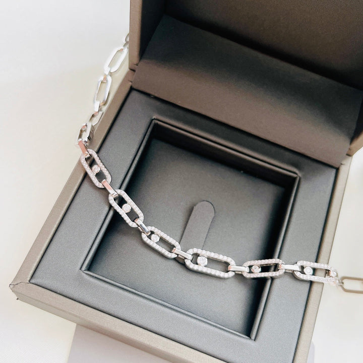 Diamond Fusion Multi-Diamond Ring Choker Necklace | Elegant Statement Jewellery-White Gold-26-40cm-State of Style