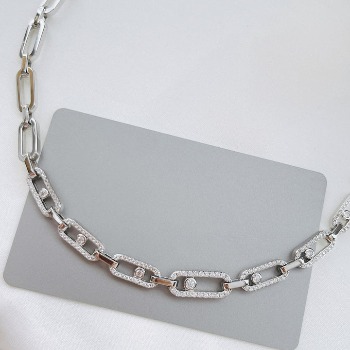 Diamond Fusion Multi-Diamond Ring Choker Necklace | Elegant Statement Jewellery-White Gold-26-40cm-State of Style