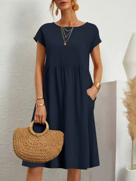 Diana Regular Fit Jersey Dress-Dark Blue-S-State of Style
