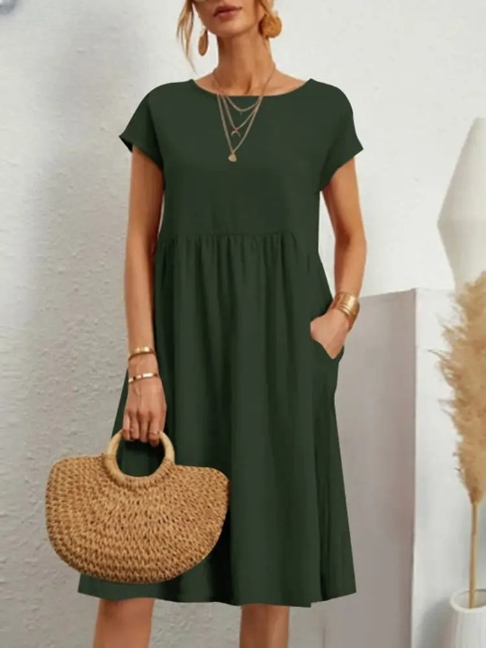 Diana Regular Fit Jersey Dress-Dark Green-S-State of Style