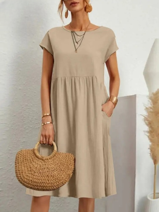 Diana Regular Fit Jersey Dress-Khaki-S-State of Style