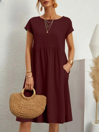 Diana Regular Fit Jersey Dress-Wine Red-S-State of Style