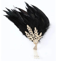 Dianna 1920s Feather Hairband-Black-State of Style
