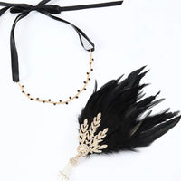 Dianna 1920s Feather Hairband-Black-State of Style