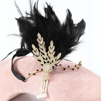 Dianna 1920s Feather Hairband-Black-State of Style