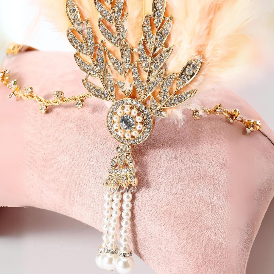 Dianna 1920s Feather Hairband-Black-State of Style