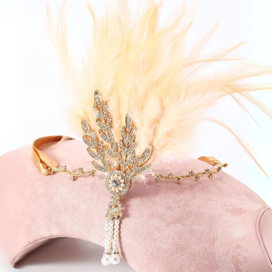 Dianna 1920s Feather Hairband-Black-State of Style