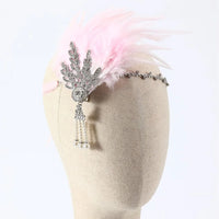 Dianna 1920s Feather Hairband-Pink-State of Style