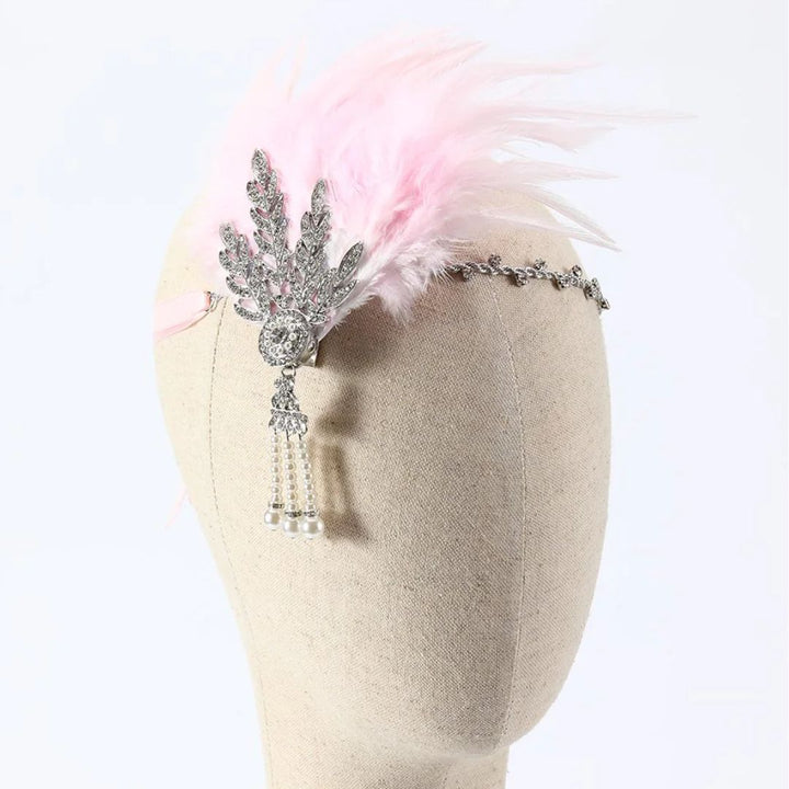 Dianna 1920s Feather Hairband-Pink-State of Style
