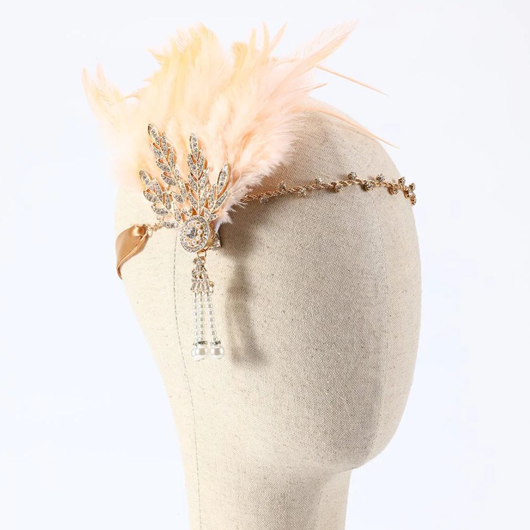 Dianna 1920s Feather Hairband-Yellow-State of Style