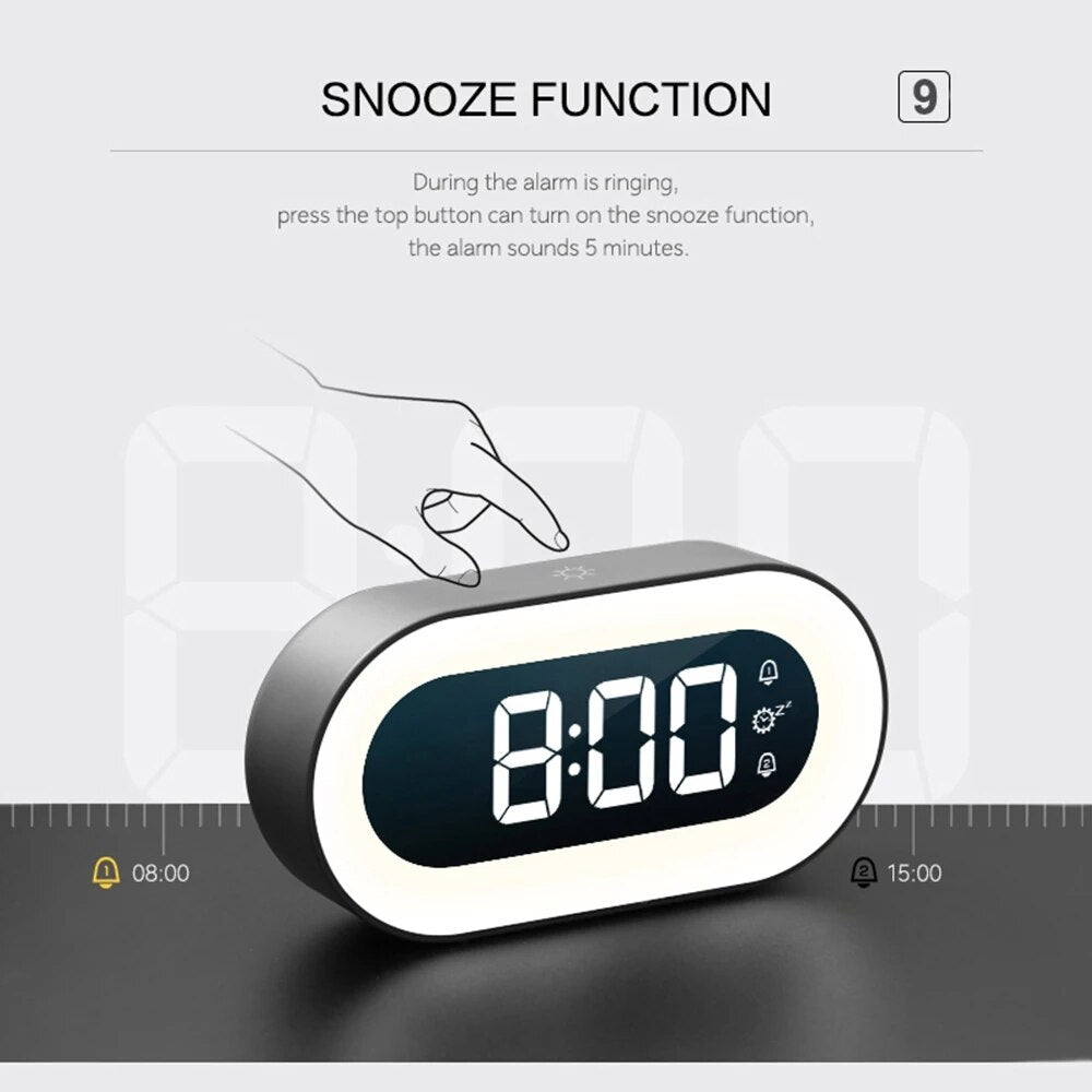 Digital Alarm Clock with Nightlight – Lumino-White-State of Style