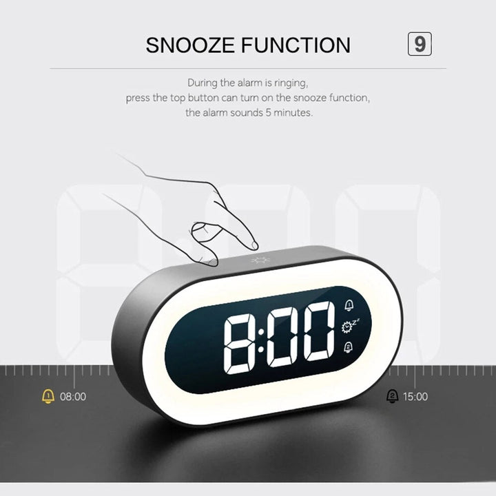 Digital Alarm Clock with Nightlight – Lumino-White-State of Style