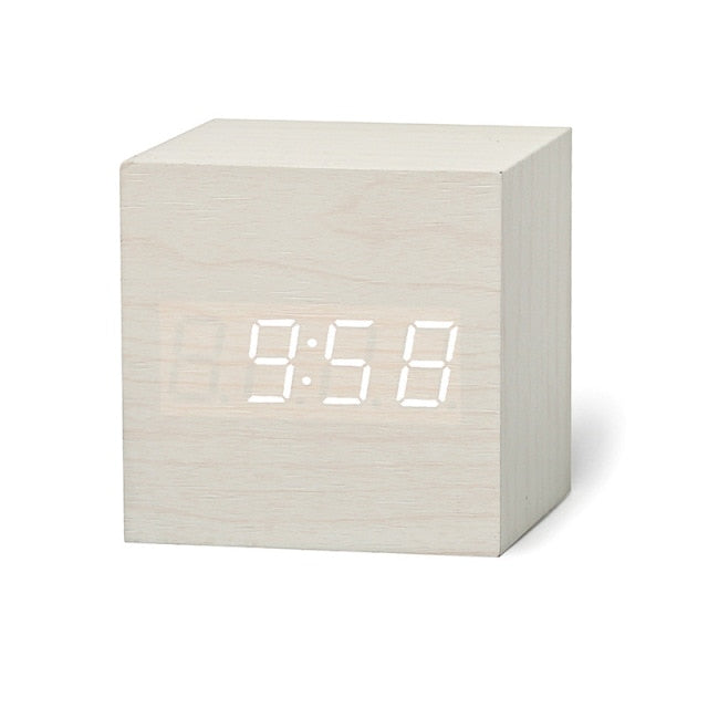 Digital LED Alarm Clock – CubeGlow-White White-State of Style